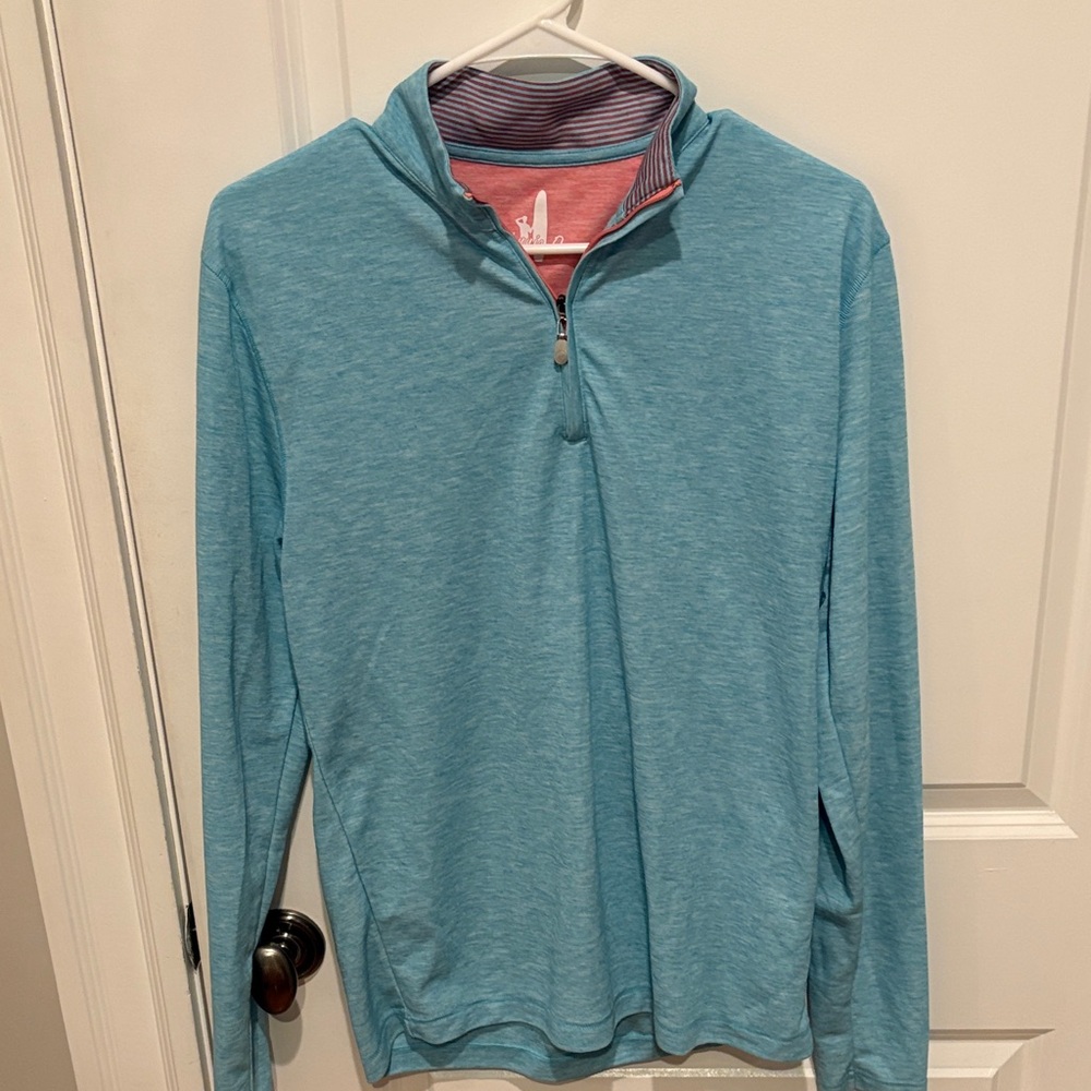 johnnie-O Coral and Blue Pullover